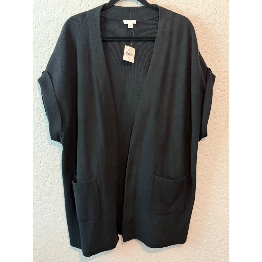 J. Jill Short Sleeve Open Front Cardigan Size M Minimalist Chic